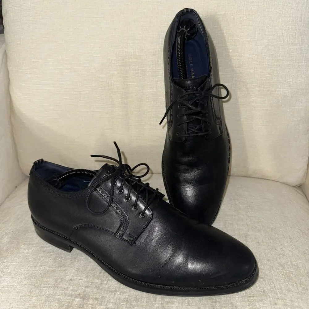 Cole Haan Grand 360 C30627 Black Leather Waterproof Oxford Mens 12 M EUC